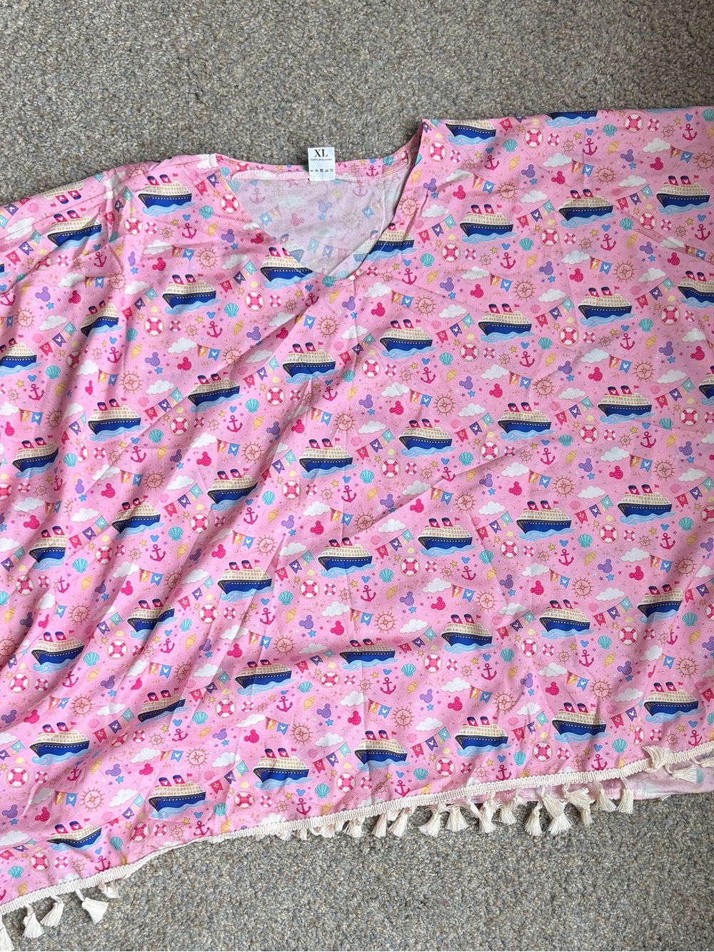 Women’s teens pink pastel Disney cruise print swim coverup up OS